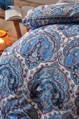 Maisha Blue Double 100% Cotton Duvet Cover Set
