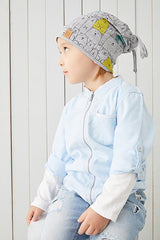 Kids' 4-Season Grey Bear Print Soft Cotton Beanie Hat
