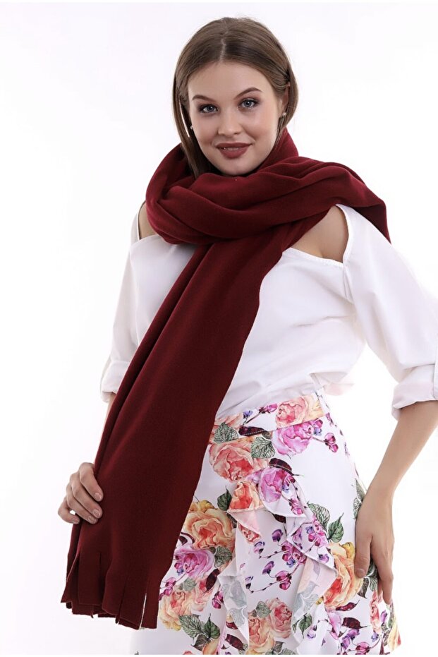 Soft & Warm Burgundy Polar Scarf Shawl