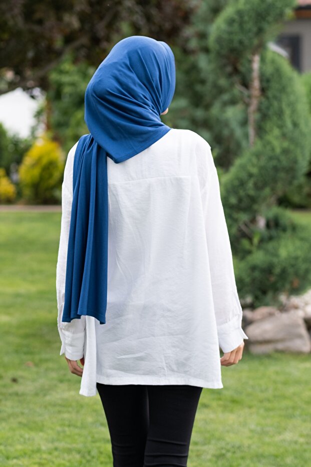 Écharpe Pratique Prête à Porter en Viscose - Bleu Denim