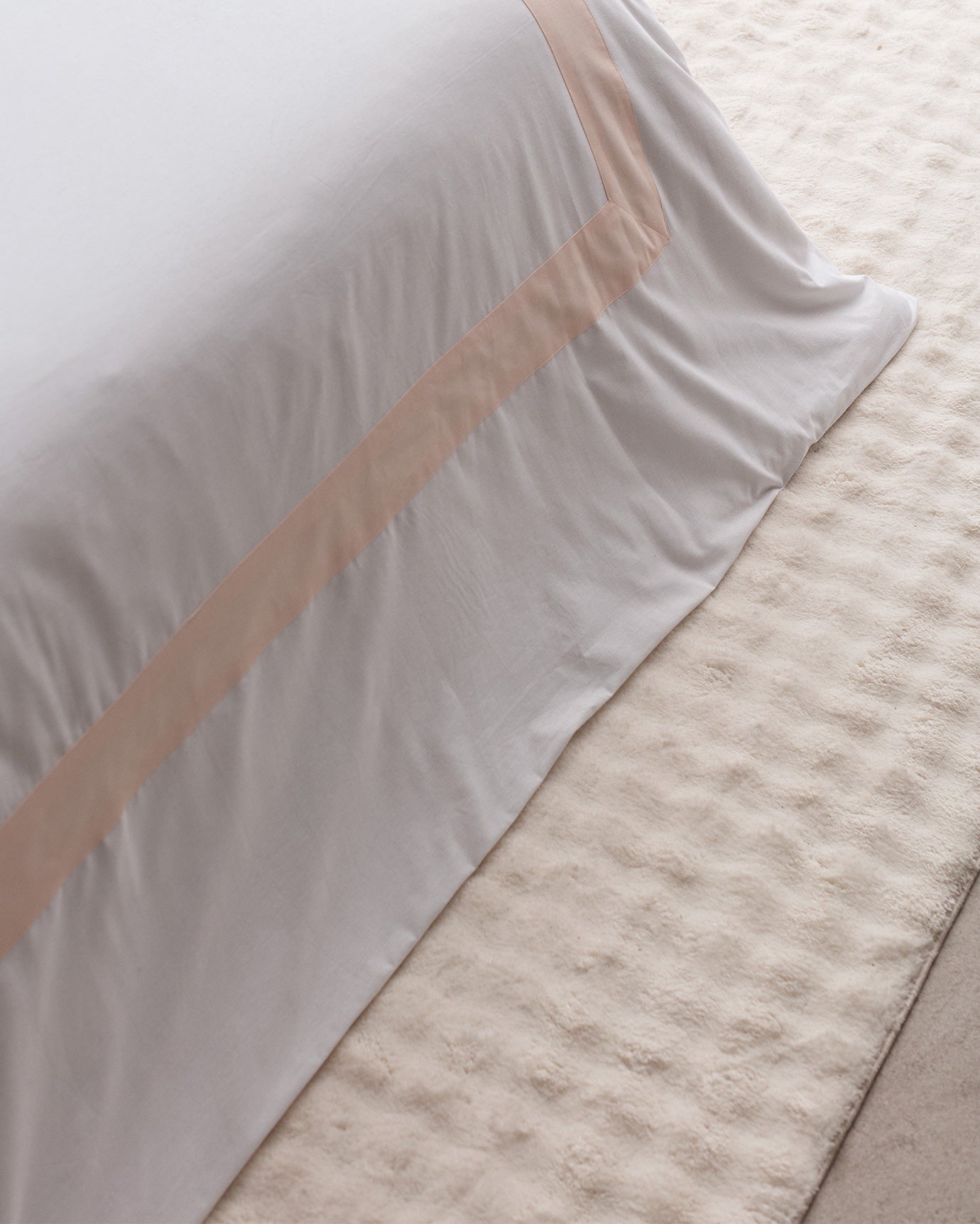 100% Cotton Double Size Duvet Cover Set - White & Powder Pink