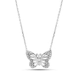 Premium Sterling Silver Butterfly Garden Necklace White