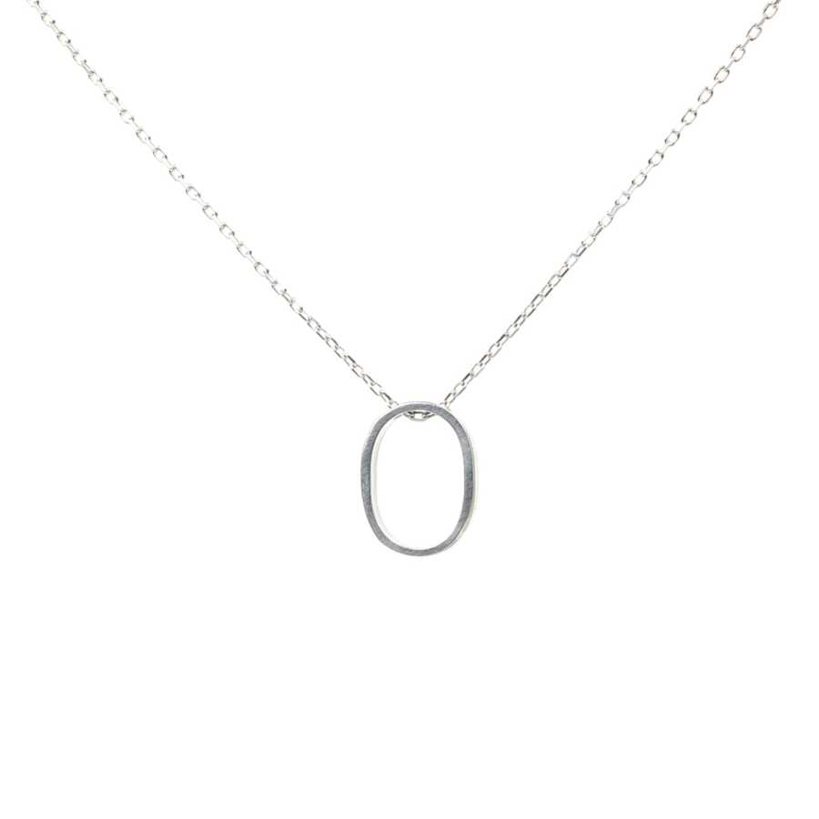 Sterling Silver 3D Letter O Necklace - Modern Alphabet Pendant
