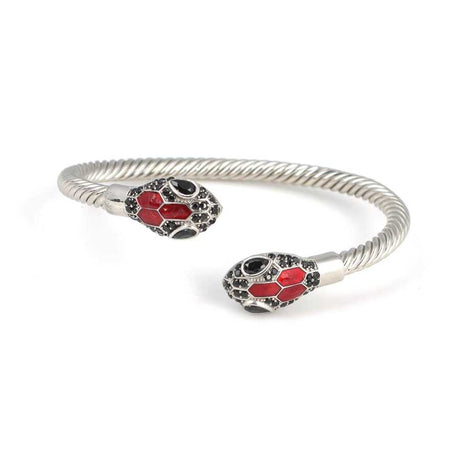 Premium 925 Sterling Silver Black Stone Snake Head Twisted Men's Bracelet