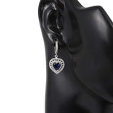 Professional Sterling Silver Double Row Heart Sapphire Earrings