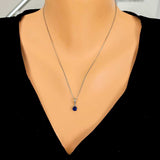 925 Sterling Silver Dainty Round Sapphire Zircon Necklace
