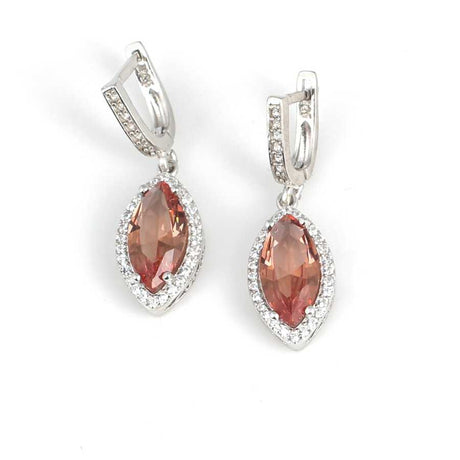 Sterling Silver Navette Zultanite & Zircon Halo Dangle Earrings