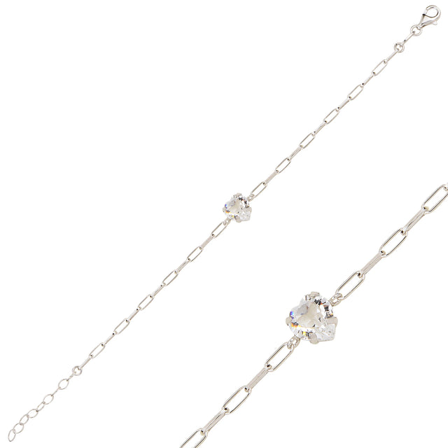 Yellow Gold Plated Sterling Silver Bracelet - Swarovski Crystal Love Symbol