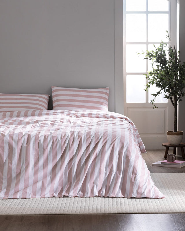 King Size 100% Cotton Ranforce Printed Bedding Set - Blush Pink