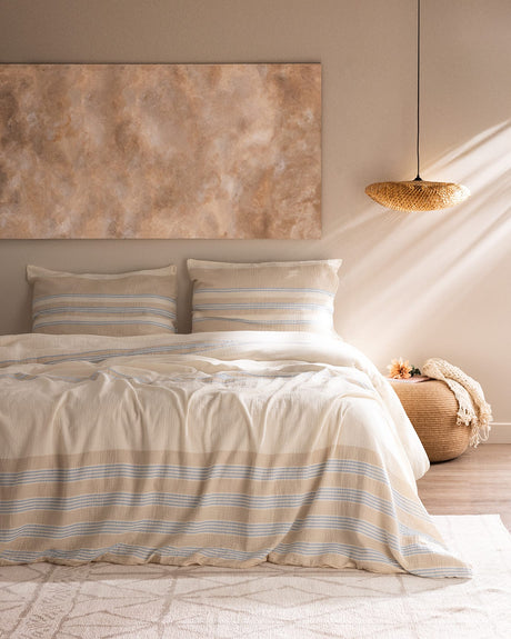 100% Cotton Single Duvet Set - Muslin Yarn Dyed Fitted