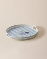 Durable Plastic Serving Tray - Round Braided Design