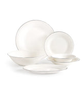 New Bone Porcelain 6-Person Dinner Set - Solara White & Silver