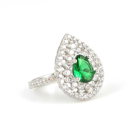 Professional 925 Sterling Silver Emerald Color Drop Ring