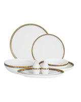 Fine Bone Porcelain 6-Person Dinnerware Set - Elegant White & Vizon