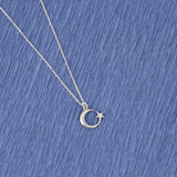 925 Sterling Silver Crescent and Star Pendant Necklace - Minimalist Design