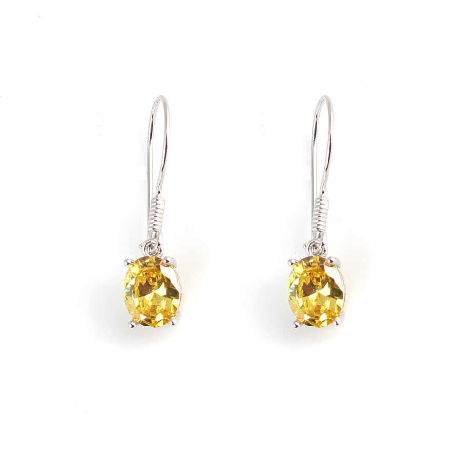 Professional Grade Sterling Silver Oval Yellow Citrine Earrings