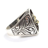 Sterling Silver Men's Ring - Wolf Head with Engraved Sides