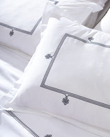 100% Cotton Sateen King Duvet Cover Set - Embroidered Lilas Design