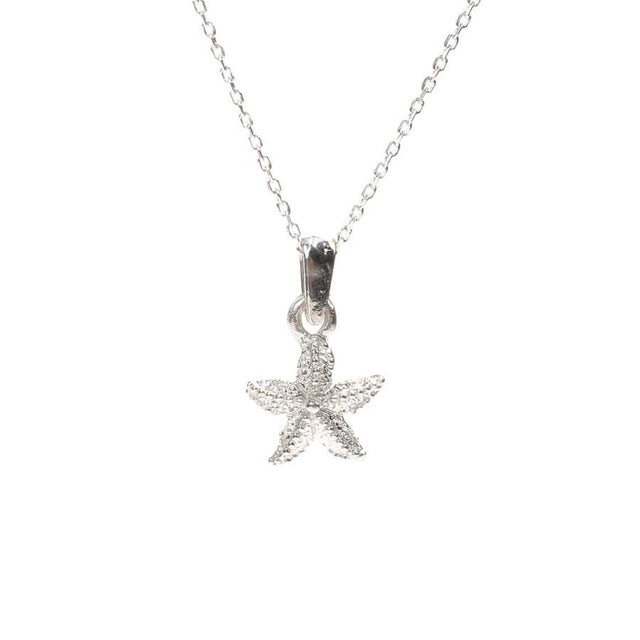 Sterling Silver Tiny Starfish Pendant Necklace - Delicate Ocean Charm