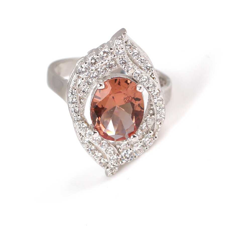 925 Sterling Silver Oval Zultanite Ring - Zircon Accented