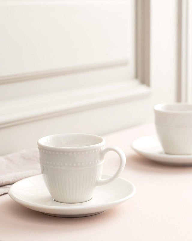 Porcelain Coffee Cup Set for Two - Elegant Soleil Design