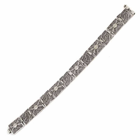 Sterling Silver Filigree Bracelet - Intricate Patterned Design