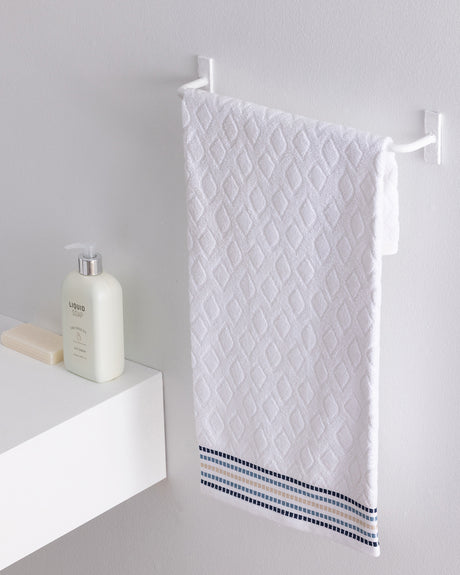 Tournant 100% Cotton Face Hand Towel - White & Navy Blue