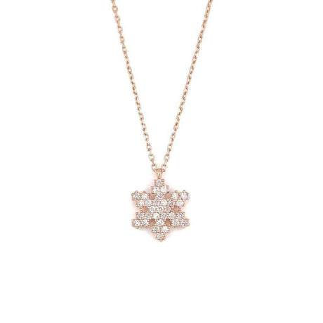Sterling Silver Dazzling Snowflake Pendant Necklace with Zirconia