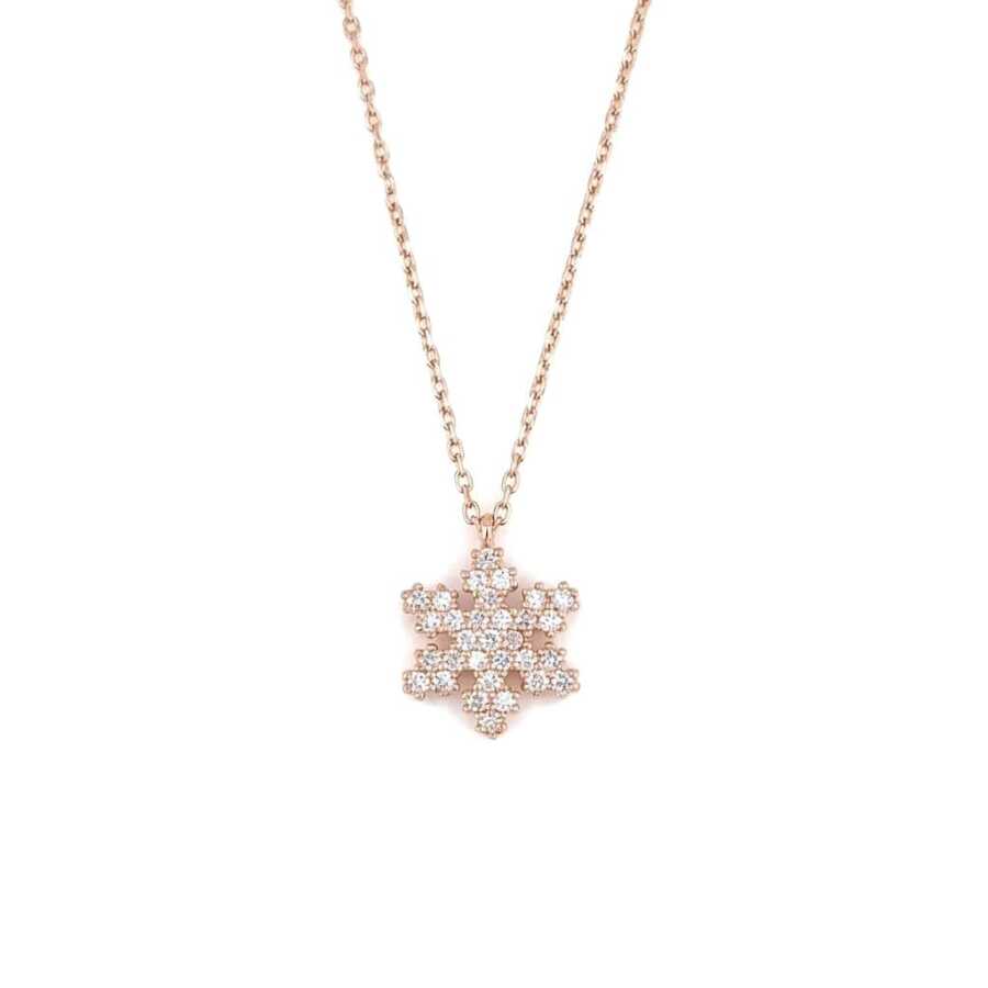 Sterling Silver Dazzling Snowflake Pendant Necklace with Zirconia