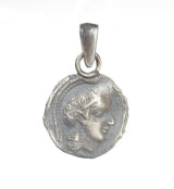 Sterling Silver Caesar Motif Medallion Pendant - Ancient Roman Style