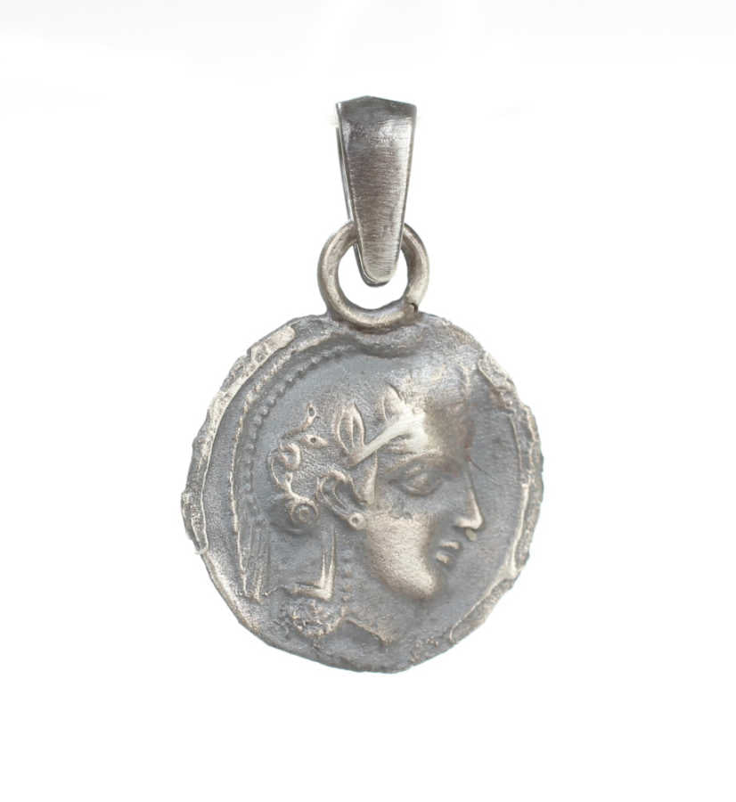 Sterling Silver Caesar Motif Medallion Pendant - Ancient Roman Style