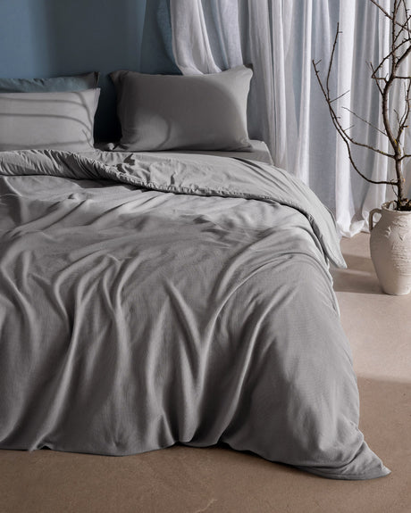 Soft Combed Cotton Single Duvet Cover Set - Jersey Knit Comfort