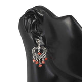 925 Sterling Silver Filigree Heart Coral Stone Earring