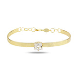 Elegant Sterling Silver Solitaire Bracelet - Modern Square Cut