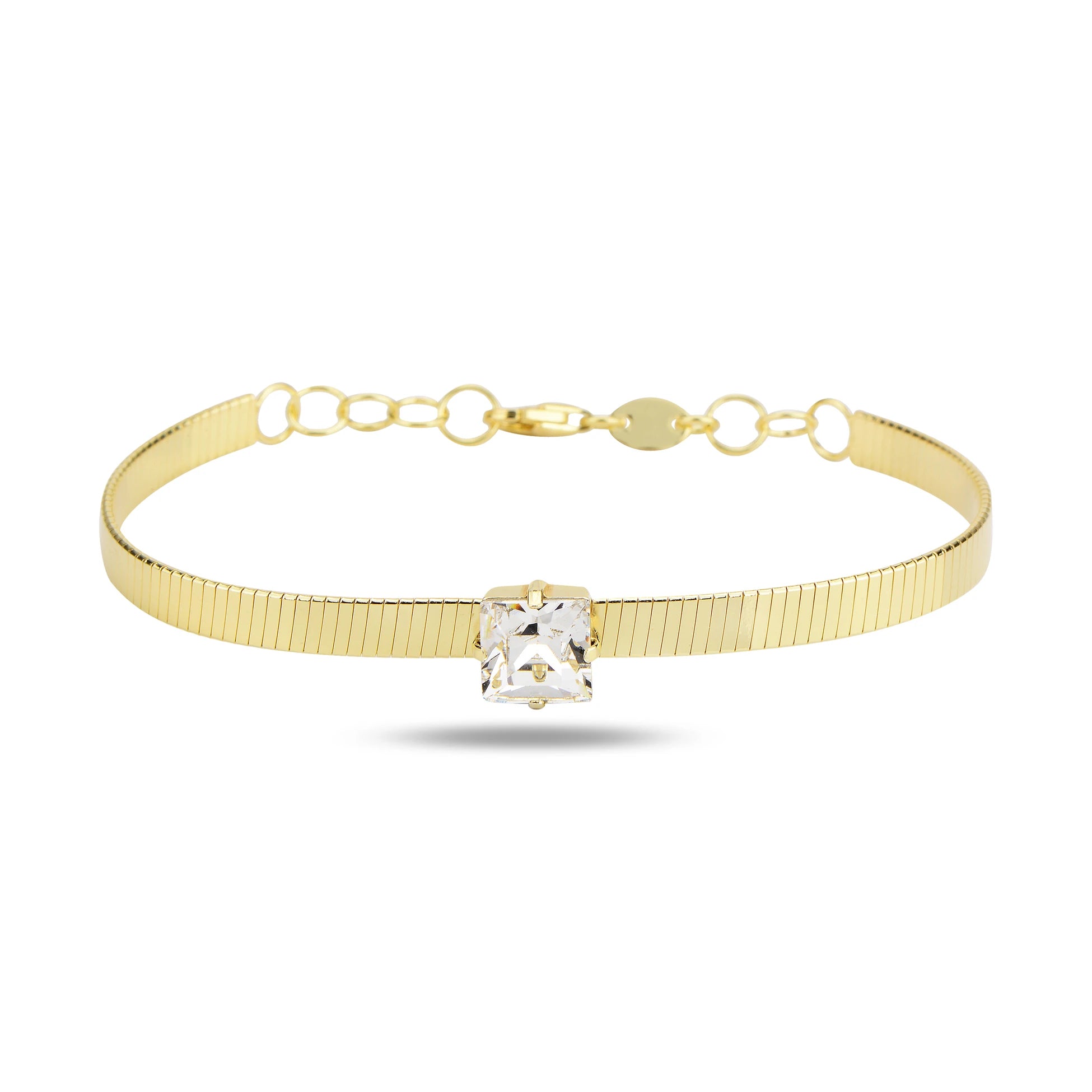 Elegant Sterling Silver Solitaire Bracelet - Modern Square Cut