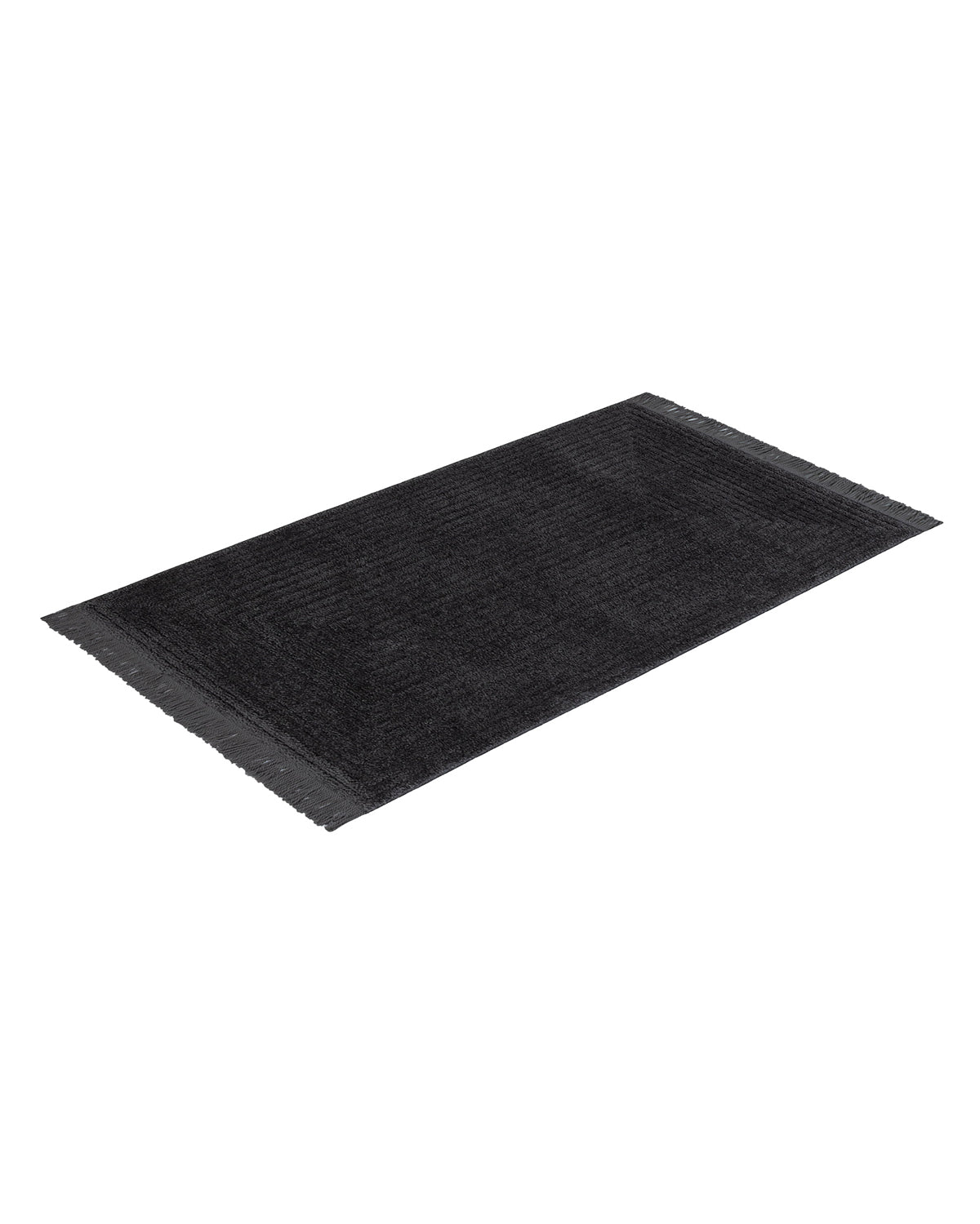 Durable Polyester Fringed Area Rug - Modern Anthracite Design