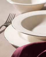 New Bone Porcelain 6-Person Dinner Set - Relief Gold & Platinum Accents