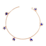 Sterling Silver Enamel Elephant Anklet - Delicate Charm Design