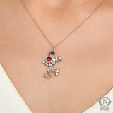 Sterling Silver Cute Mouse Necklace - Zircon Embellished