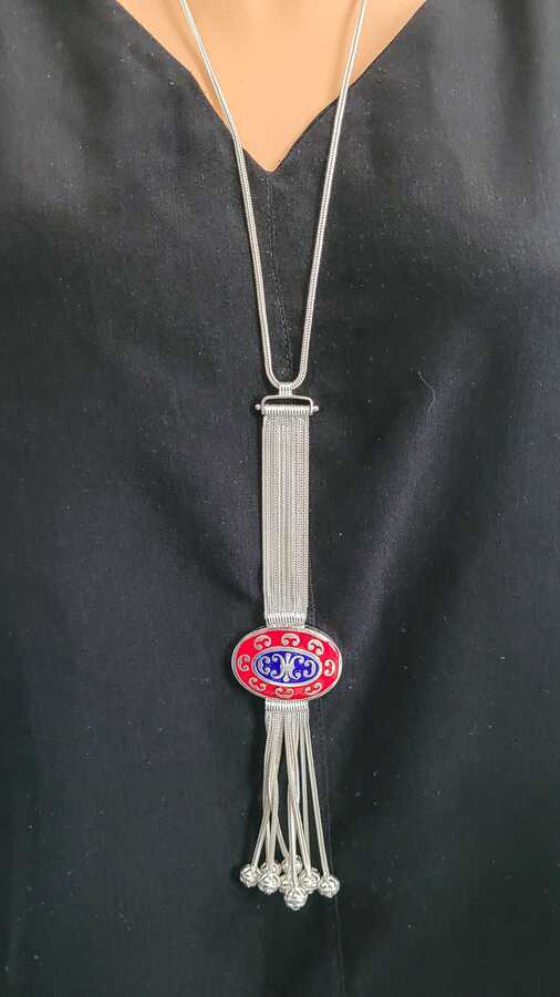 Premium 925 Sterling Silver Enamel Foxtail Necklace