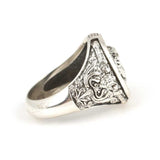 925 Sterling Silver Medusa Head Ring - Embossed Greek Pattern