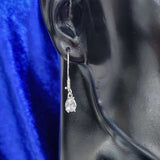 925 Sterling Silver Teardrop Zircon Dangle Earrings - Delicate Sparkle