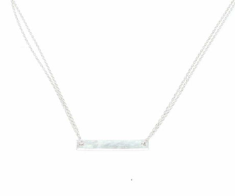 925 Sterling Silver Double Chain Plate Necklace - Modern Minimalist