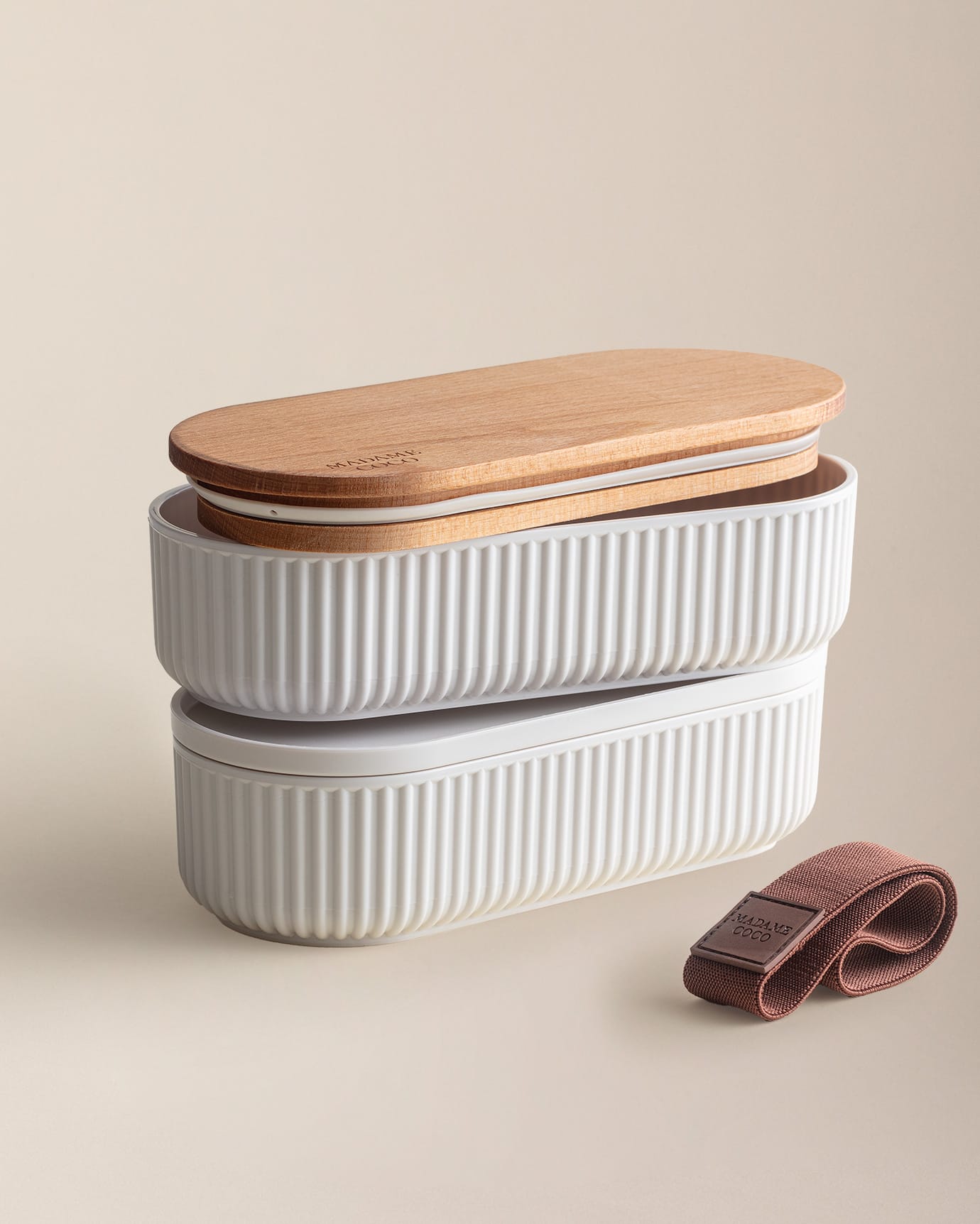 Brown Wood Lid Food Storage Containers - Set of 2 - 500ml Each