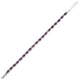 Pulsera de línea con almendra y amatista en plata de ley - Delicada y elegante