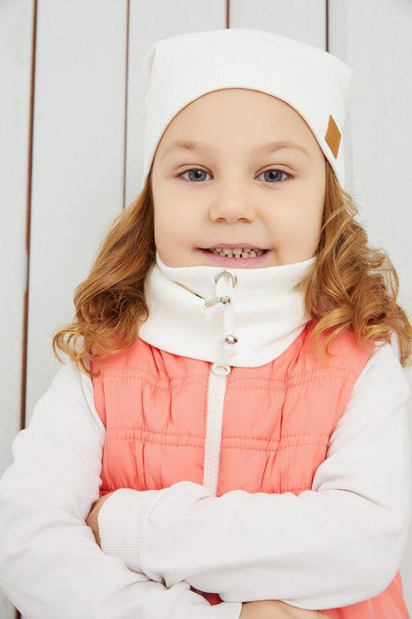 6 White 2 - Piece 100% Cotton Baby & Child Hat & Neck Warmer Set - TryAladdin
