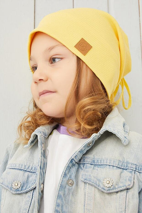 6 Yellow Ribbed Beanie & Neck Warmer Set - 2 - Piece cotton - TryAladdin