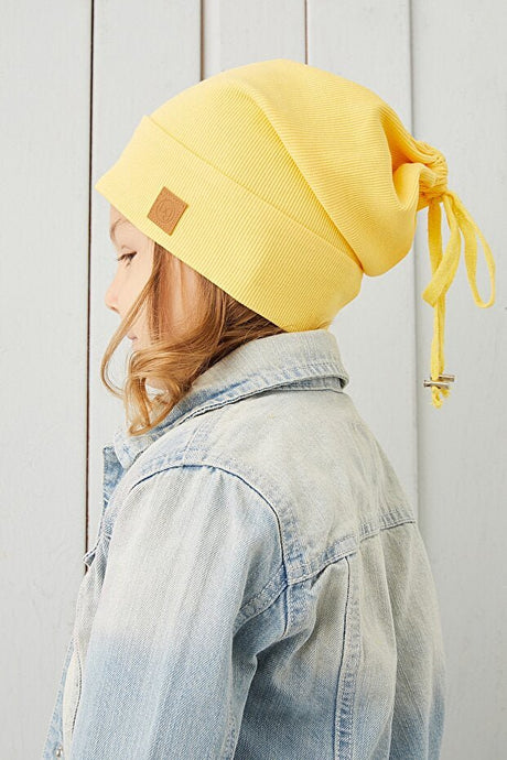 6 Yellow Ribbed Beanie & Neck Warmer Set - 2 - Piece Cotton - TryAladdin