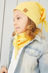 6 Yellow Ribbed Beanie & Neck Warmer Set - 2 - Piece Cotton - TryAladdin