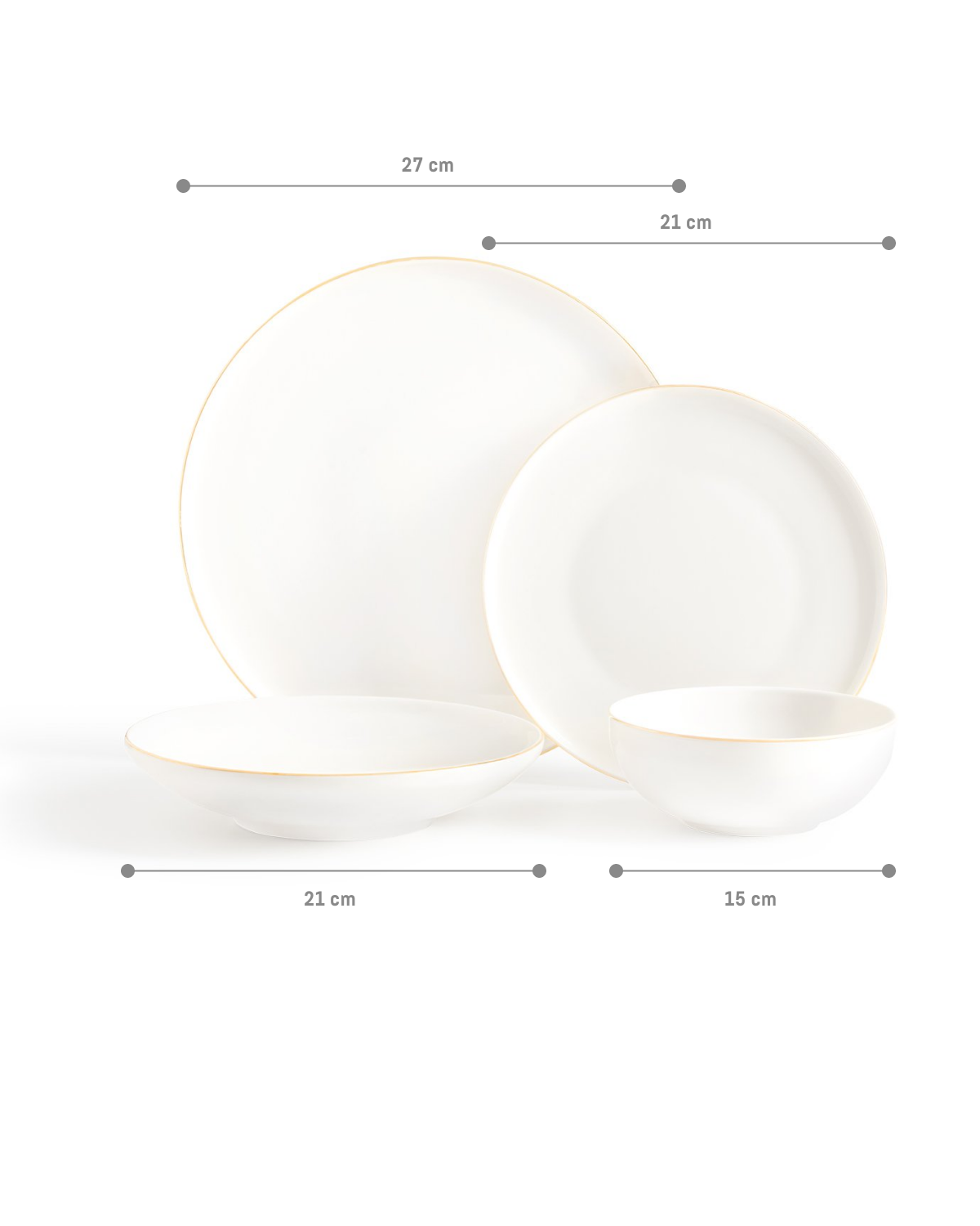 New Bone China 24-Piece Dinner Set - White & Gold Mirage